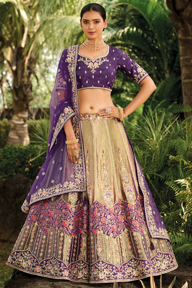 Silk Festive Wear Lehenga Choli in Beige